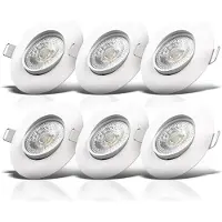 B.K.Licht Lot de 6 spots encastrables LED orientables plat 90x24mm 5W 460lm 3000K blanc chaud IP23 blanc kit spots plafond salon chambre cuisine
