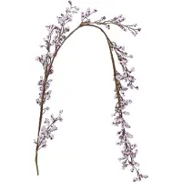 Viana Suspension décorative Branche de baies Fleur artificielle Blanc Violet Hiver Gel 130cm Décoration de Noël