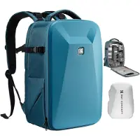K&F Concept Sac à dos rigide pour appareil photo avec compartiment ordinateur 15,6 pouces (Sac à dos photo, 22 l), Housse pour appareil photo, Bleu