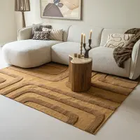Studio Clarice Tapis en laine – Judith Lines Marron | 140x200cm | Rectangulaire | Pile haute