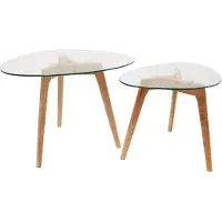 Home Deco Factory Table d'appoint - - Gigogne - Verre Trempé - Transparent et Beige