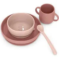Suavinex Set de diversification en silicone Colour Essence Colour Essence, +4 mois, Rose,