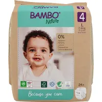 Bambo Baby diapers, open diapers, eco-labeled, Nature, 4, paper bag, 7-14 kg Monthly box (Pack mensuel, 144 pcs)