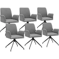 TecTake Fauteuil pivotant DAYA rembourré - gris anthracite, Lot de 6