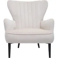 Mendler Fauteuil Lounge HWC-K37, Fauteuil Cocktail Fauteuil rembourré, velours crème - beige