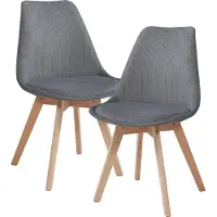 En.casa Chaise de salle à manger 'Fläten' Lot de 2 Chaise rembourrée Cordon Gris
