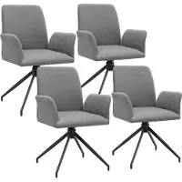 TecTake Fauteuil pivotant DAYA rembourré - gris anthracite, Lot de 4