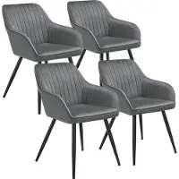 TecTake Chaise MARILYN en velours - gris/noir, Lot de 4