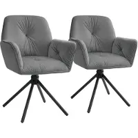 TecTake Chaise pivotante Lenia - Lot de 2 chaises pivotantes avec accoudoir - Chaise de salle à manger pivotante - Fauteuils pivotants - Tapissés - aspect velours Anthracite/Noir