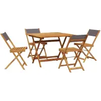 vidaXL Salon de jardin 5 pièces tissu et bois massif anthracite