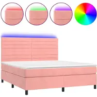 vidaXL Sommier tapissier avec matelas et LED Rose 160x200 cm Velours