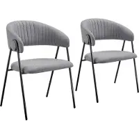 TecTake Fauteuil Bedano, rembourré, en tissu, 150 kg - gris, Lot de 2