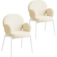 TecTake Chaise rembourrée Scandi, tissu bouclette - crème, Lot de 2