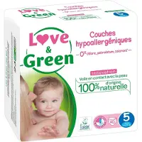 Love & Green couches hypoallergéniques (Taille 5, Pack, 40 pcs)