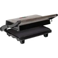 Jata JEGR1106 Gril et plancha électriques avec plaques antiadhésives lisses de 22,5 x 14,6 cm. Permet de cuire tous les types d'aliments. Couvercle basculant. Ouverture à 180º. 750 W