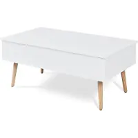 En.casa Table basse avec rangement « Flesen » Plateau en deux parties 92 x 52 x 41 cm Blanc