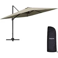 LifeGoods Parasol - 300x300 cm - inclinable - imperméable - avec housse - Taupe