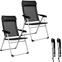 TRVLMORE Chaises de camping - pliables - 2-Pack - capacité de charge de 110KG - réglables - chaise pliante - chaise de pêche - chaise de camping - chaise pliante - noir