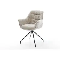 DELIFE Chaise-de-salle-à-manger Kaira-Flex tissu tissé doux beige pied croisé conique noir