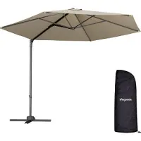 LifeGoods Parasol - - Ø300 cm - 30° inclinable - One-push System - Imperméable - avec housse - Taupe