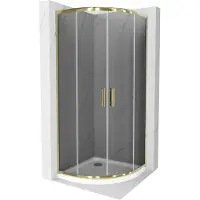 Mexen Rio cabine de douche semi-circulaire 80 x 80 cm, Noir graphite, Or + receveur de douche Plat, Blanc - 863-080-080-50-40-4110G