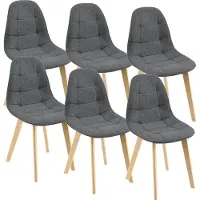 En.casa Chaise de salle à manger Kopparberg (lot de 6) tissu hêtre chaise de salon 86 x 53 x 47 cm gris foncé