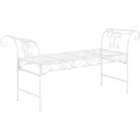 En.casa Banc de jardin Cossila 70x147x46 cm Banc métallique 200 kg Blanc