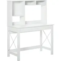 HOMCOM Bureau avec rangement bureau bibliothèque bureau en bois moderne avec étagères et grand plateau pour petits espaces bureau à domicile chambre à coucher, 105 x 50 x 137,5 cm, blanc