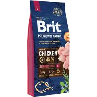 Brit Premium By Nature Junior Large L - Nourriture avec poulet pour chiots de grandes races - 15 kg + nourriture humide avec volaille 6x1240 g