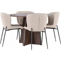 Ebuy24 Bootcut ensemble pour salle à manger table Ø110cm et 4 chaises bouclé mocca.