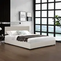 Corium Lit rembourré 'Juva' Cord avec sommier à lattes 180x200 cm Beige