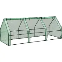 En.casa Mini-serre Höflein 240x90x90cm serre en film plastique pour l'extérieur serre avec fermeture éclair et 3 fenêtres film grillagé vert