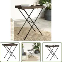 The Living Store Tablette Pliante Marron 65x40x75 cm Poly Rotin