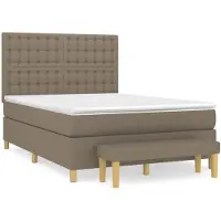 vidaXL Lit boxspring avec matelas Taupe 140x190 cm Tissu