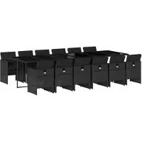 vidaXL Ensemble de jardin 13 pièces avec coussins Noir Poly Rattan