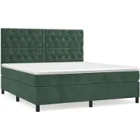 vidaXL Lit boxspring avec matelas vert foncé 160x200 cm velours