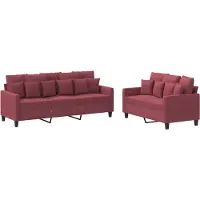 vidaXL Ensemble de canapés 2 pièces avec coussins vin rouge Tissu