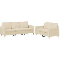 vidaXL Ensemble de canapés 2 pièces avec coussins Crème Tissu