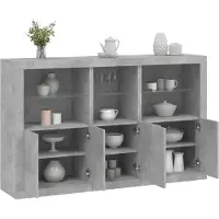 vidaXL Sideboard avec lampes LED gris béton 162x37x100 cm