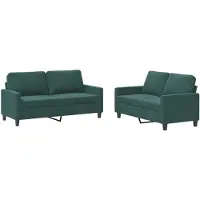 vidaXL Ensemble de canapés 2 pièces avec coussins vert foncé velours