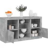 vidaXL Sideboard avec lampes LED gris béton 123x37x67 cm