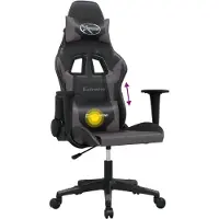vidaXL Chaise de jeu avec fonction de massage Noir et gris Similicuir