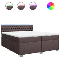vidaXL Lit boxspring avec matelas brun foncé 200x200 cm Tissu