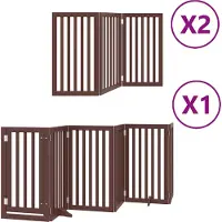 vidaXL Porte pour chien 12 pièces avec porte Pliable Marron 600 cm Bois de peuplier