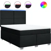 vidaXL Lit boxspring avec matelas noir 140x200 cm Tissu
