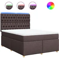 vidaXL Lit boxspring avec matelas brun foncé 140x190 cm Tissu