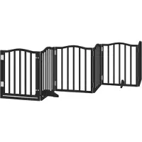 vidaXL Porte pour chien 6 pièces avec porte Pliable Noir 300 cm Bois de peuplier