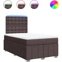 vidaXL Lit boxspring avec matelas brun foncé 120x190 cm Tissu