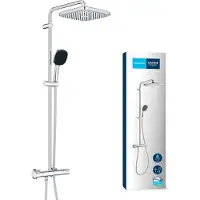 GROHE Vitalio Comfort 250 ensemble de douche pluie apparent – thermostatique – douche de tête 25 x 25 cm – barre de douche 62 cm – chrome 26696001