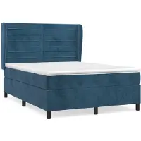 vidaXL Lit boxspring avec matelas bleu foncé 140x190 cm velours